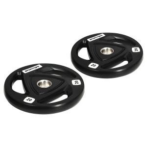 SPORTNOW Set de 2 discuri de 20kg din otel cu acoperire din cauciuc, gaura Ø5cm pentru mreana si manere pentru utilizare manuala