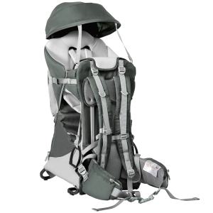 HOMCOM Rucsac Marsupiu pana la 18 kg, Rucsac pentru copii 6-36 luni din aluminiu cu baldachin, centura si curele de umar reglabile