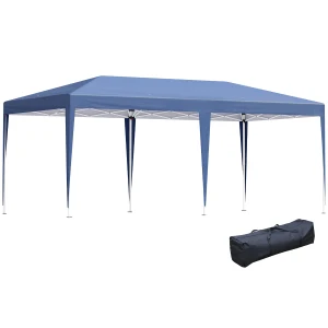 Outsunny Pop Up Gazebo with Double Roof, Foldable Canopy Tent for Weddings & Events, Carrying Bag Included, Blue