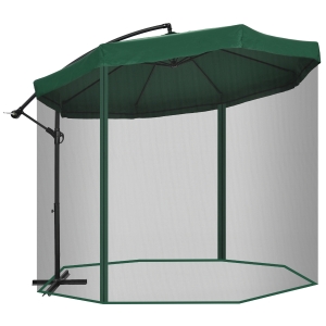 Outsunny Ombrellone da Giardino a 8 Stecche con Tettuccio in Poliestere e Rete Protettiva, 295x295x240 cm, Verde e Nero