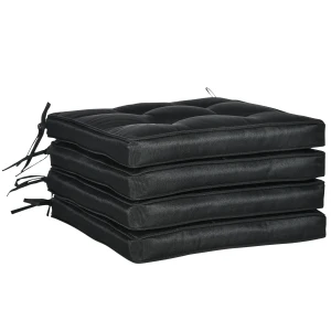 Outsunny Replacement Dining Chair Seat Pad, Garden Seat Cushion with Ties, 40 x 40cm, Black