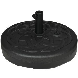 Outsunny Parasol Base Stand, Outdoor Umbrella Holder, Water or Sand Filled Weight with Handle, 25kg/35kg, Black