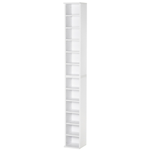 HOMCOM Estante para CD ou DVD com 12 Compartimentos para 204 CDs e Prateleira Ajustável 2 Unidades 21x22,5x88,5cm Branco