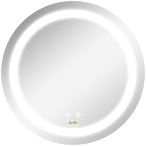 kleankin Espelho Casa de Banho Redondo com Luz LED com 3 Luzes Ajustáveis Função de Memória e Anti-Embaciamento Ø50x4,6cm Prata
