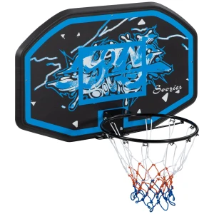 SPORTNOW Wall Mounted Basketball Hoop, Mini Basketball Hoop and Backboard for Kids and Adults, Outdoors and Indoors Door & Wall Use, Blue and White