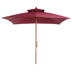 Outsunny Garden Parasol Wooden Double Tier 3x3m Wine Red