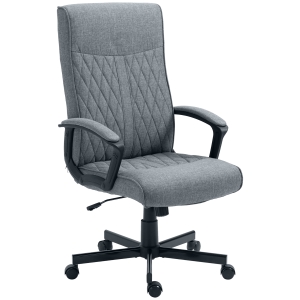 Vinsetto Cadeira de Escritório Giratória 360° com Encosto Alto Altura Ajustável e Função de Inclinação 65x65x102-112,5cm Cinza Escuro
