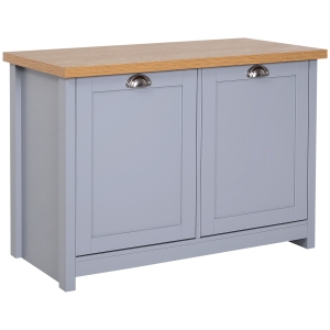 HOMCOM Shoe Cabinet, 2 Doors Shoe Cupboard, Entryway Shoe Bench with Shelf, Storage Organiser for Hallway, Bathroom, Grey