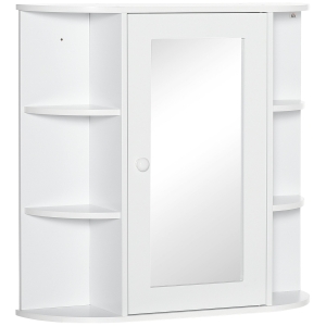 HOMCOM Wall Mounted Bathroom Cabinet with Mirror Single Door Storage Organizer 2-tier Inner Shelves White