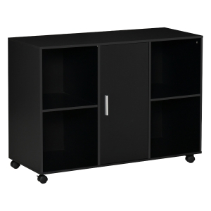 Vinsetto Mobile Filing Cabinet Printer Stand Unit With 360 Degree Casters Open Compartment Black w/ E1 Particle Board