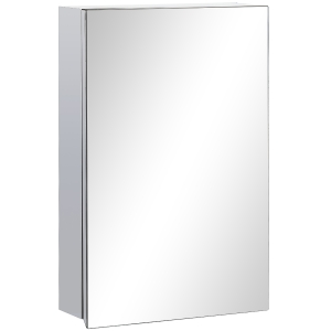 kleankin Armoire murale de salle de bain avec 1 porte miroir et 2 étagères en acier dim. 39L x 12l x 60H cm