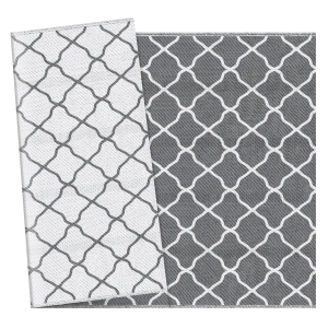 Outsunny Alfombra Exterior Reversible 182x274 cm de Plástico Impermeable para Terraza Patio Camping Playa Gris y Blanco