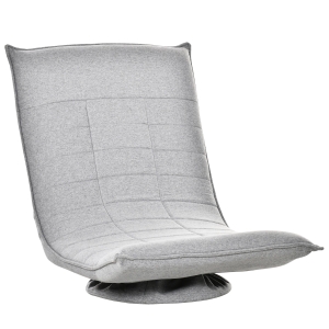 HOMCOM Bodenstuhl 360° Bodenkissen gepolstert Rückenlehne klappbar Leinen Hellgrau 64 x 100 x 76 cm
