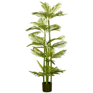 HOMCOM Pianta Artificiale di Palma da 140 cm con Vaso, per Interni ed Esterni, Verde