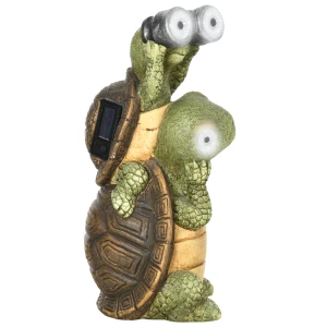 Outsunny Vivid 2 Tortoises GardenÂ Statue with Solar LED Light, Outdoor Ornament Art Sculpture Home Decoration for Porch, Deck, Grass