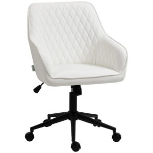 Vinsetto Silla de Oficina Basculante de Cuero PU con Altura Ajustable para Dormitorio Estudio 59x60x90-100 cm Blanco