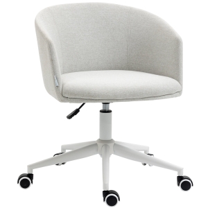Vinsetto Silla de Oficina Giratoria Acolchada Tejido de Lino Altura Ajustable con Reposabrazos y 57x56x70-78 cm Gris