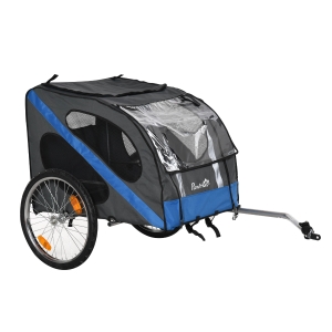 PawHut Dog Bike Trailer, Metal Pet Cart Carrier for Bicycle Kit Water Resistant with Safety Harness, Reflectors, for Large Dogs
