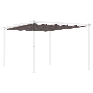Outsunny Cobertura para Pérgola 3,5x2,5 m Teto de Substituição Retrátil para Pérgola com 10 Orifícios de Drenagem Café