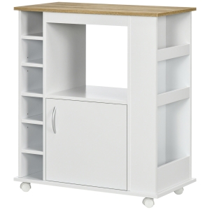 HOMCOM Desserte cuisine multi rangements avec roulettes - dim. 75L x 39,5l x 88H cm - panneaux de particules