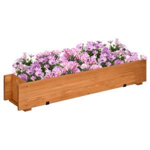Outsunny Floreira de Madeira de Chão ou Parede com 2 Orifícios de Drenagem e 2 Ganchos para Cultivos 91x18x16,5cm Madeira