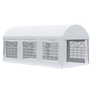 Outsunny Tenda para Festas 6x3m Tenda de Jardim com Paredes Laterais Amovíveis Porta com Zíper e 6 Janelas com Proteção UV Branco