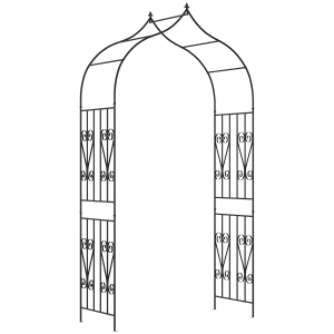 Outsunny Arco de Jardín de Metal Enrejado para Plantas Trepaderas Enredaderas Exterior Patio Terraza 140x60x265 cm Negro