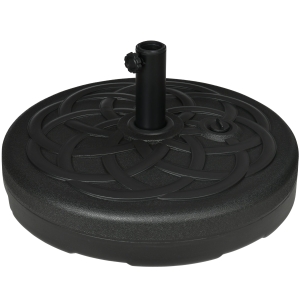 Outsunny Base para Chapéu de Sol de PE Redonda Apto para Mastros de 38mm/48mm Preenchível com Areia 35kg e Água 25L Ø56x30,5cm Preto