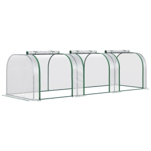 Outsunny Mini Serre de Jardin Serre à tomates 3L x 1l x 0,8H m Acier PE 140 g/m² Anti-UV 3 fenêtres Vert et Transparent