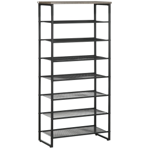 HOMCOM Étagère à chaussures à 8 niveaux 21 paires de chaussures plateau supérieur aspect bois 60 x 28,5 x 126 cm noir
