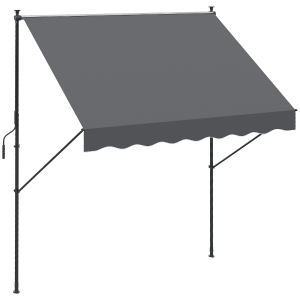 Outsunny Toldo Manual Retrátil Ajustável com Manivela Proteção Solar UV40+ para Varanda Jardim 200x170x200-290cm Cinza