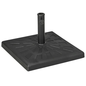 Outsunny 19kg Resin Garden Parasol Base Holder, Square Outdoor Market Umbrella Stand Weight for Poles of Î¦32mm, Î¦38mm, and Î¦48mm, Black