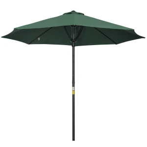 Outsunny Outdoor Market Table Umbrella, Garden Parasol Sun Shade Canopy with 8 Ribs, Green