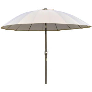 Outsunny Ð¤255cm Patio Parasol Umbrella Outdoor Market Table Parasol with Push Button Tilt Crank and Sturdy Ribs for Garden Lawn Backyard Pool White