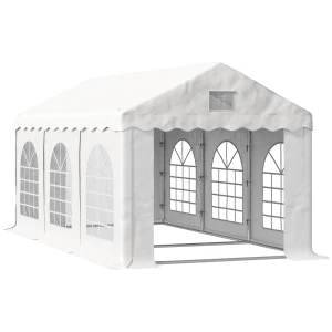 Outsunny Party Tent Gazebo with Removable Side Walls, 6 x 3m, Outdoor Event Shelter, White
