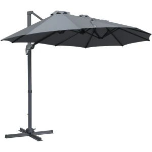 Outsunny 4.5Â m Patio Cantilever Roma Parasol, Large Double-Sided Rectangular Garden Umbrella with Crank Handle, 360Â° Cross Base for Bench, Outdoor