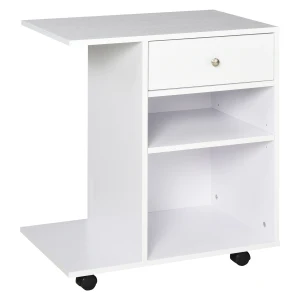 Vinsetto Printer Stand, Mobile, Rolling Cart, Desk Side with CPU Stand, Drawer, Adjustable Shelf, Wheels, White.