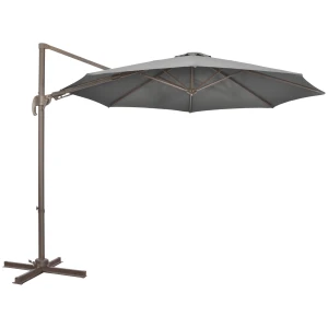 Outsunny Cantilever Parasol, 3m Hanging Sun Shade with 360Â° Rotation, Tilt and Crank, Aluminium Frame, 8 Ribs, Dark Grey