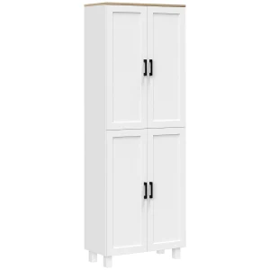 HOMCOM Freestanding Kitchen Cupboard, 4-Door Storage Cabinet Organizer with Adjustable Shelves, 170cm, White