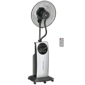HOMCOM Pedestal Fan with Water Mist Spray, Humidifying Misting Fan, Standing Fan w/3 Speeds, 3.1L Water Tank Electric Mosquito Killer Jack, Black
