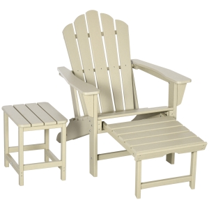 Outsunny Adirondack tuinstoel met bijzettafel Tuinstoel Tuinstoel met voetenbank HDPE