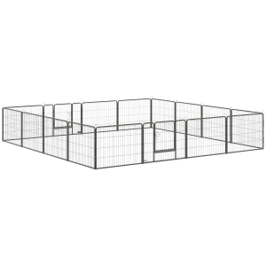 PawHut Heavy Duty Dog Pen with 2 Doors, 16 Panels Dog Playpen, Portable Puppy Pen for Indoors, Outdoors, 60H cm