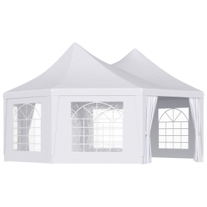 Outsunny 22' x 16' ft Canopy Party Event Tent with 2 Pull-Back Doors, Column-Less Event Space, & 8 Cathedral Windows