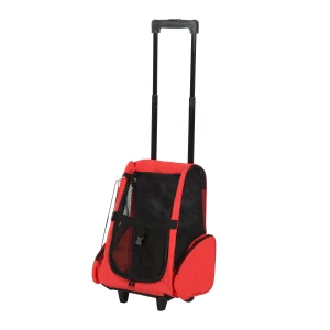 PawHut Pet Carrier Backpack with Trolley, Telescopic Handle Travel Bag for Dogs and Cats, 42 x 25 x 55 cm, Red