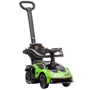 AIYAPLAY 2-in-1 Push Along & Ride On Car, Essenza SCV12 Licensed, with Horn & Engine Sounds, Green, for Toddlers