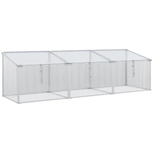 Outsunny Polycarbonate Greenhouse, Aluminium Cold Frame for Flower Vegetable Plants, 180 x 51 x 51 cm