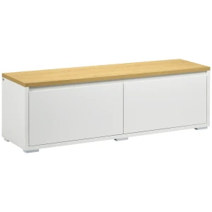 HOMCOM Modern TV Stand, 140cm Modern TV Unit with 2 Cupboards for TVs up to 65 Inches, Wood Entertainment Unit for Living Room, White