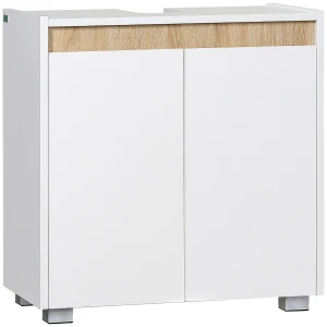 Kleankin Floor Standing Sink Cabinet, Modern Bathroom Storage Cupboard, Freestanding with Double Doors, White