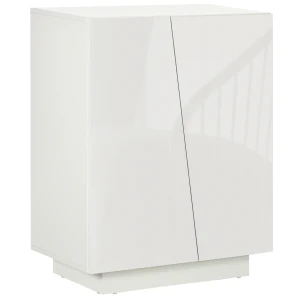 HOMCOM Wooden Freestanding Storage Cabinet for Bedroom, High Gloss Sideboard with Adjustable Shelves, White