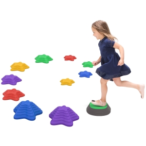 ZONEKIZ Stapsteenset voor kinderen vanaf 3 jaar, 11 stenen, antislip, tot 80 kg, ontwerp met zeesterren